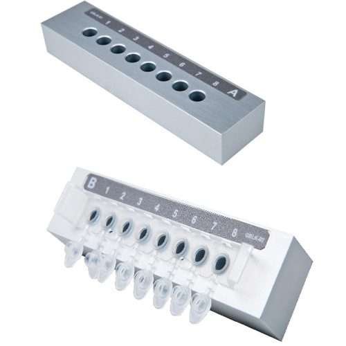 Cooling block for setting up reactions Block A + B