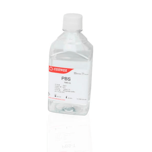 bottle of sterile PBS pH 7.4 buffer solution