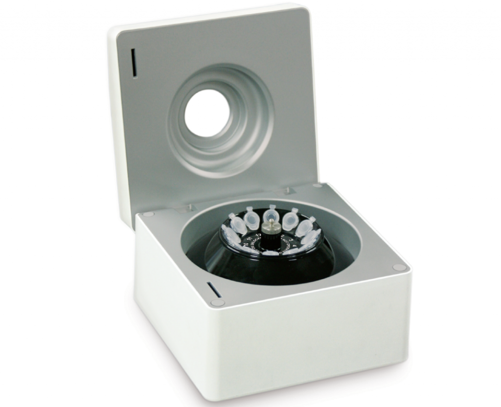 Ahram RX1 portable centrifuge designed for battery-powered operation in mobile and field lab environments.